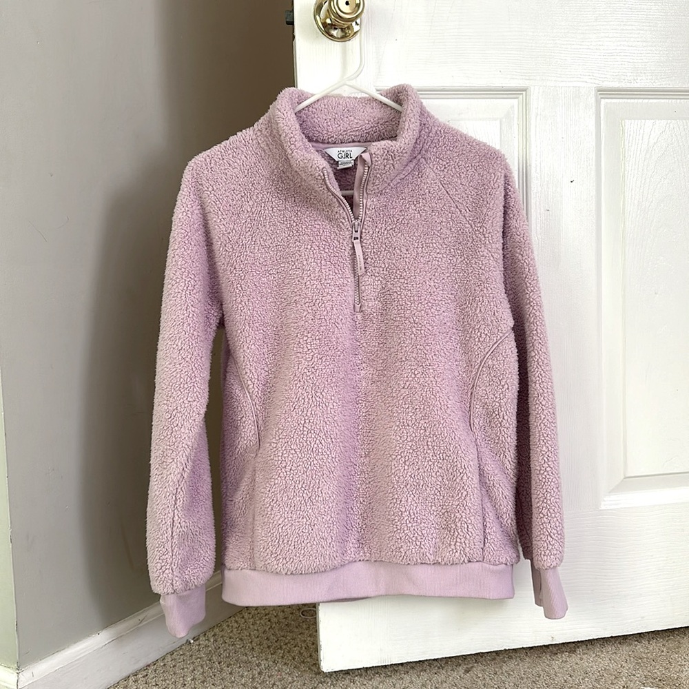 Athleta Girl Sherpa 1/4 Zip Pullover Sweatshirt Womens Small